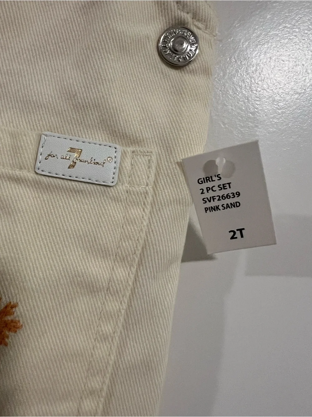 7 For All Mankind Eyelet Sleeve Bodysuit & Skirtall Set 2T
